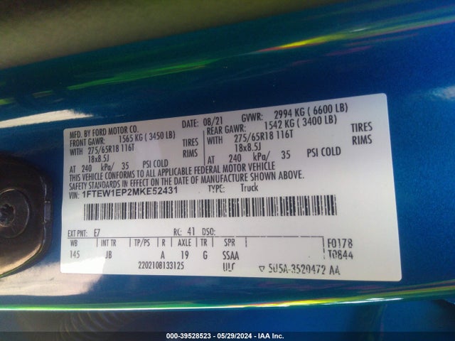 1FTEW1EP2MKE52431 Ford F-150 Xl