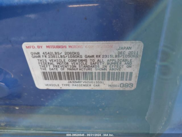 2012 MITSUBISHI LANCER EVOLUTION JA32W8FV6CU015591 Photo 8