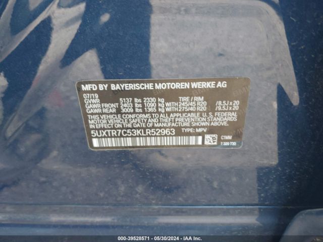 5UXTR7C53KLR52963 BMW X3 Sdrive30i