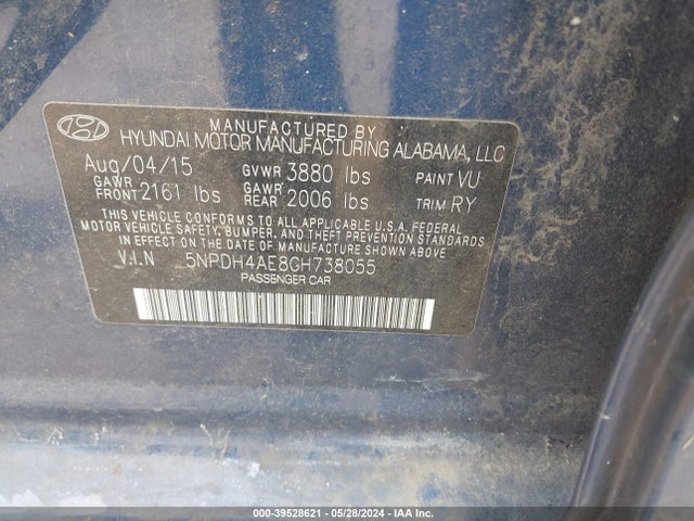 Hyundai Elantra Value Edition 2016 5NPDH4AE8GH738055 Image 9