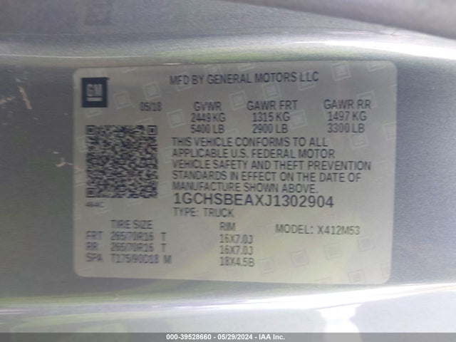 Chevrolet Colorado Wt 2018 1GCHSBEAXJ1302904 Image 9