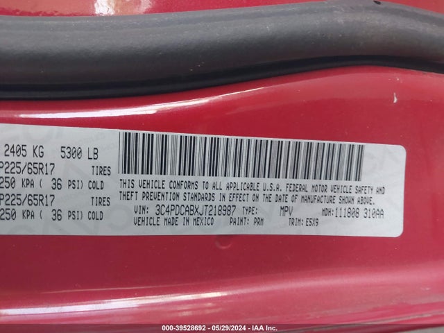 Dodge JOURNEY SE 2018 3C4PDCABXJT218987 Image 9