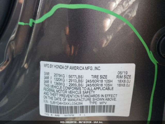 2019 ACURA MDX 5J8YD4H3XKL034284 Photo 8