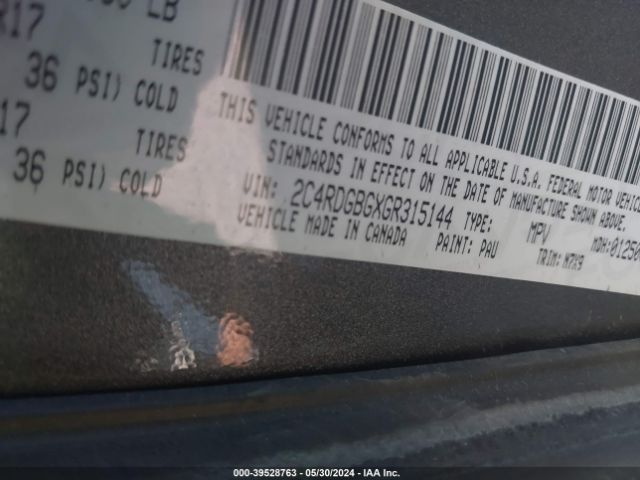 2C4RDGBGXGR315144 Dodge Grand Caravan Se Plus