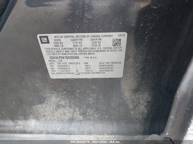 2GKALPEK1G6265966 GMC Terrain Slt