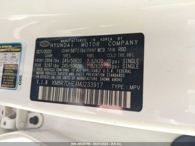 KM8R7DHE4MU233917 Hyundai Palisade Calligraphy