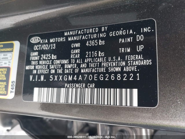 KIA Optima Lx 2014 5XXGM4A70EG268221 Image 9