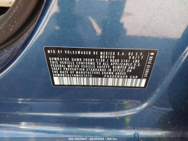3VWDB7AJ1HM407570 Volkswagen Jetta 1.4t Se