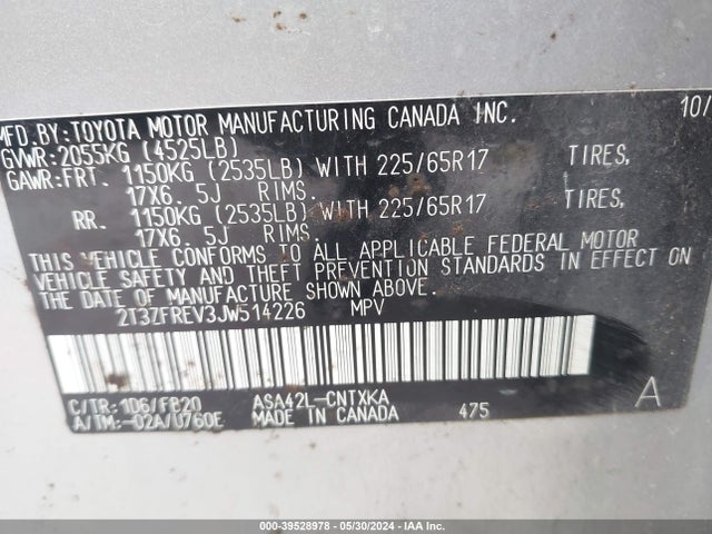 Toyota RAV4 LE 2018 2T3ZFREV3JW514226 Image 9