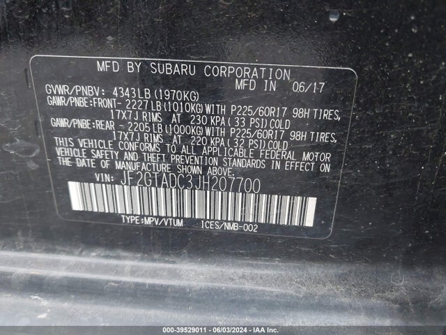 JF2GTADC3JH207700 Subaru Crosstrek 2.0i Premium