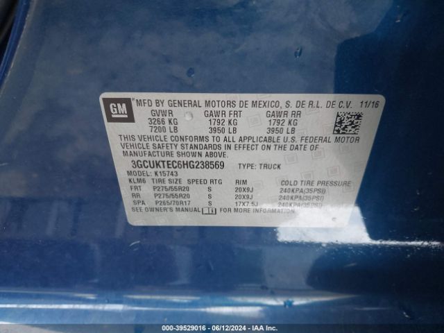 3GCUKTEC6HG238569 Chevrolet Silverado 1500 High Country