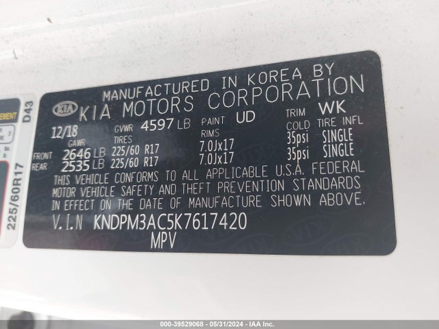 KIA Sportage Lx 2019 KNDPM3AC5K7617420 Image 9