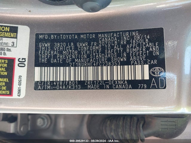 Toyota COROLLA LE 2015 2T1BURHE4FC238353 Image 9