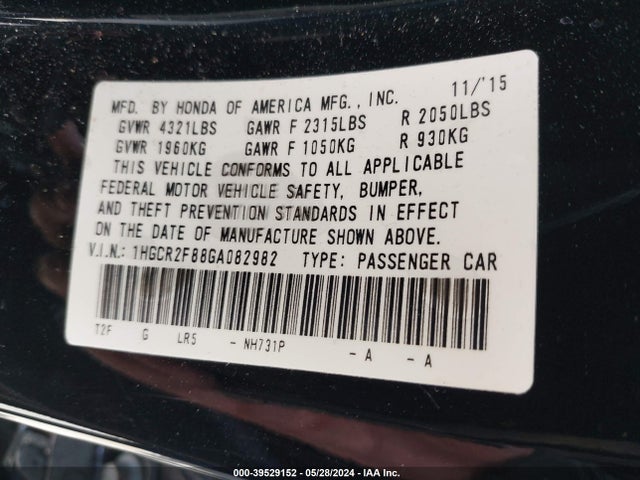 Honda Accord Ex-l 2016 1HGCR2F88GA082982 Image 9
