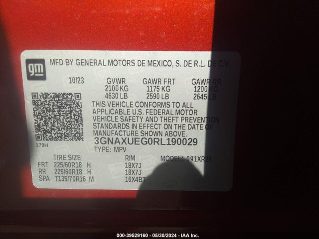 Chevrolet Equinox Awd Lt 2024 3GNAXUEG0RL190029 Image 9