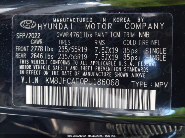 KM8JFCAE0PU186068 Hyundai Tucson N Line