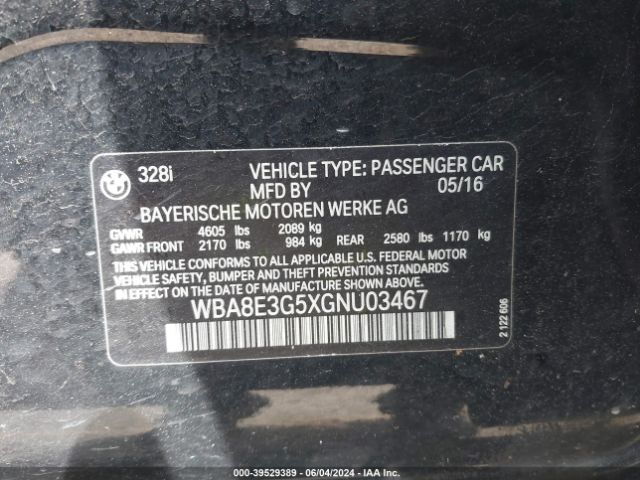 WBA8E3G5XGNU03467 BMW 328i Xdrive