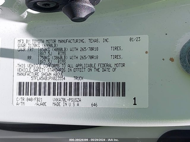 Toyota Tundra Sr5 2023 5TFLA5AB1PX023554 Image 9