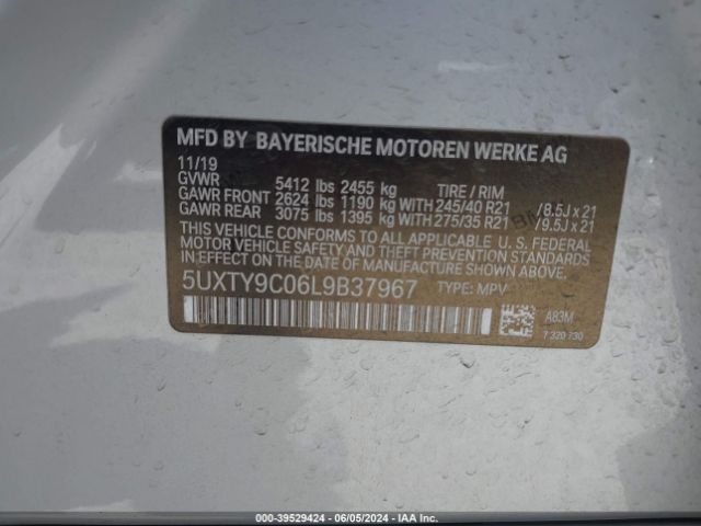 5UXTY9C06L9B37967 BMW X3 M40i