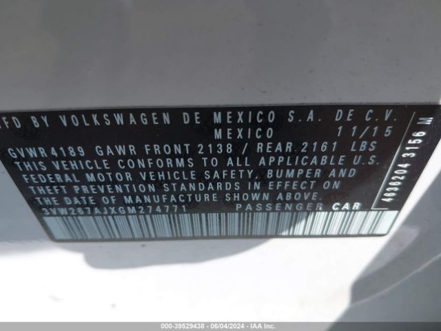 3VW267AJXGM274771 Volkswagen Jetta 1.4t S