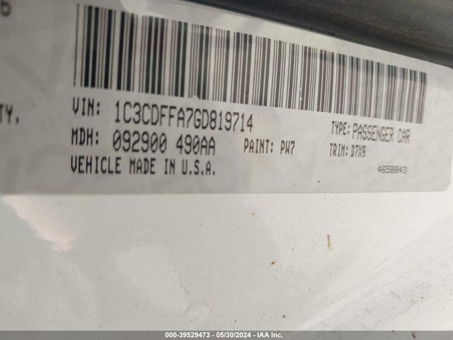 1C3CDFFA7GD819714 Dodge Dart Sxt Sport