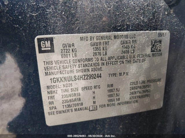 GMC Acadia Slt-1 2017 1GKKNULS4HZ299244 Image 9