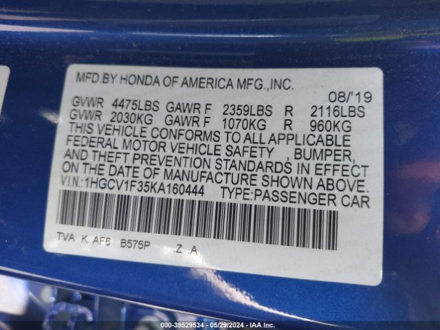 1HGCV1F35KA160444 Honda Accord Sport