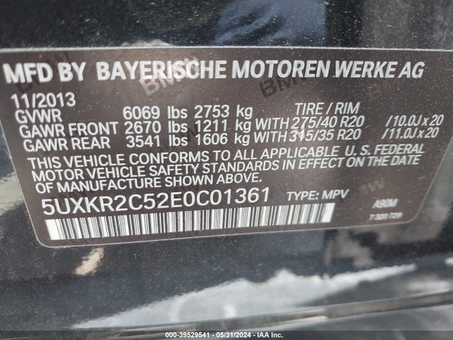 BMW X5 Sdrive35i 2014 5UXKR2C52E0C01361 Image 9