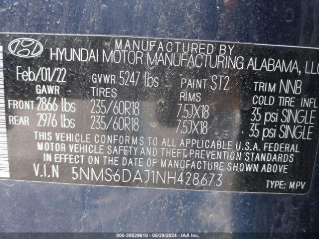 5NMS6DAJ1NH428673 Hyundai Santa Fe Xrt