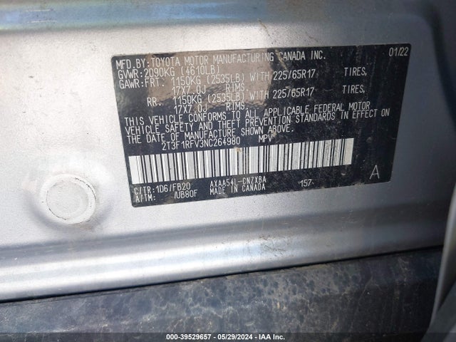 Toyota RAV4 LE 2022 2T3F1RFV3NC264980 Image 9