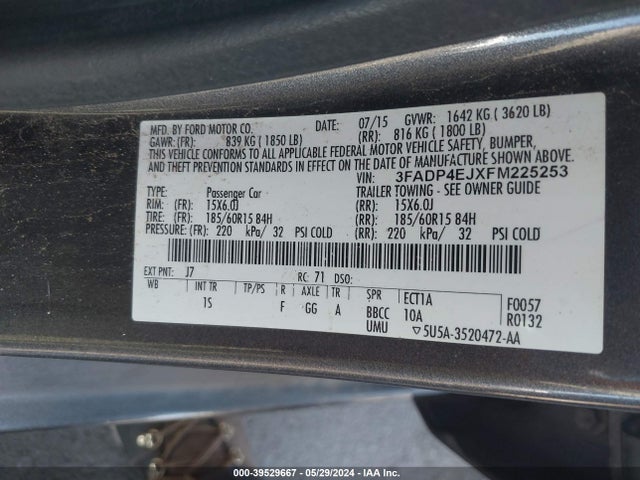 Ford FIESTA SE 2015 3FADP4EJXFM225253 Image 9