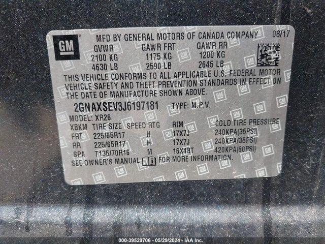 Chevrolet EQUINOX LT 2018 2GNAXSEV3J6197181 Image 9