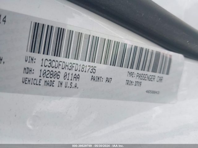 1C3CDFDH3FD181735 Dodge Dart Aero