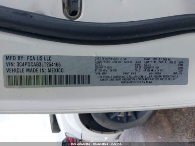 3C4PDCAB3LT254166 Dodge Journey Se Value