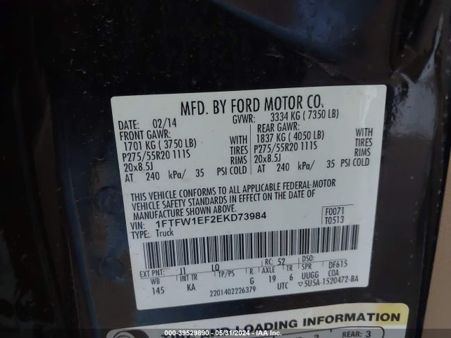 Ford F-150 King Ranch 2014 1FTFW1EF2EKD73984 Image 9