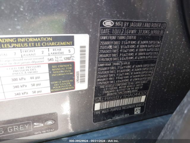 SALRHBBV1HA044320 Land Rover Discovery Hse Luxury