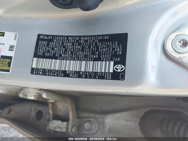 Toyota COROLLA SE 2020 5YFS4RCE9LP050947 Image 9