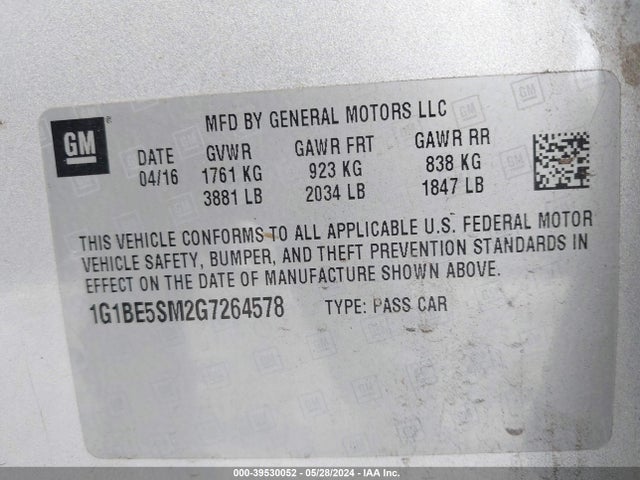 Chevrolet Cruze Lt Auto 2016 1G1BE5SM2G7264578 Image 9