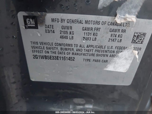 Chevrolet Impala Limited Lt 2014 2G1WB5E33E1161452 Image 9