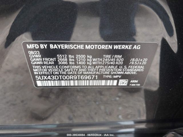 5UX43DT00R9T69671 BMW X4 M40i