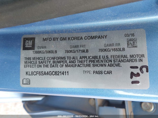 Chevrolet Spark 2lt Cvt 2016 KL8CF6SA4GC621411 Image 9
