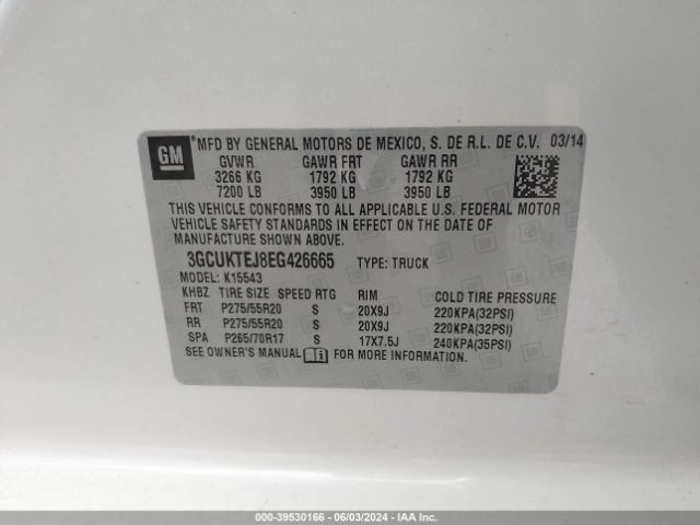 3GCUKTEJ8EG426665 Chevrolet Silverado 1500 High Country