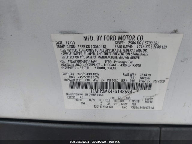 Ford Police Interceptor 2014 1FAHP2MK4EG148694 Image 9