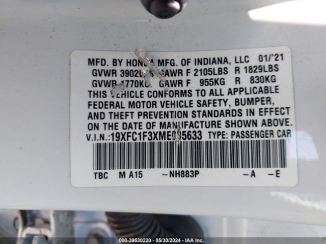 19XFC1F3XME005633 Honda CIVIC EX