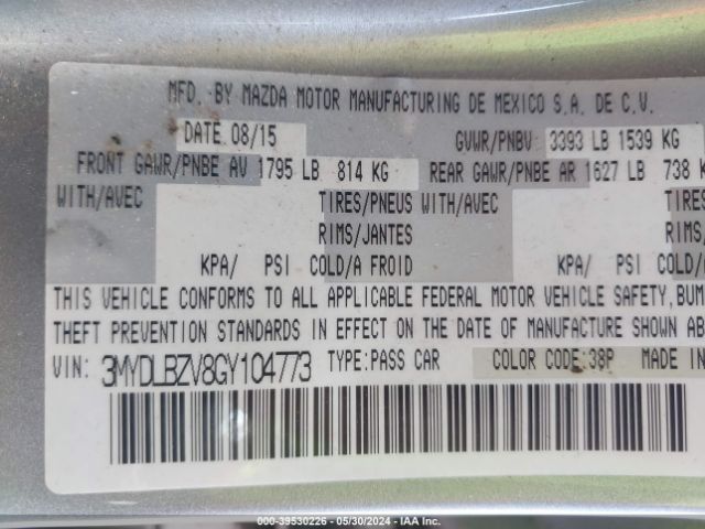 3MYDLBZV8GY104773 Scion IA