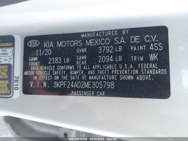 KIA Forte Lxs 2021 3KPF24AD2ME305798 Image 9
