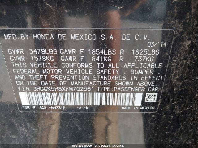 3HGGK5H8XFM702561 Honda Fit Ex/ex-l