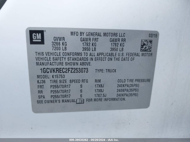 Chevrolet Silverado 1500 1lt 2015 1GCVKREC2FZ253073 Image 9