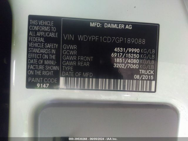 WDYPF1CD7GP189088 Freightliner Sprinter 3500 High  Roof