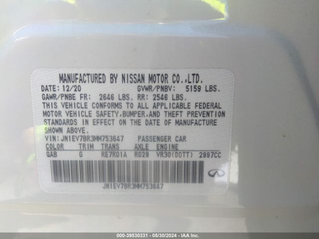 JN1EV7BR3MM753647 Infiniti Q50 Luxe Awd
